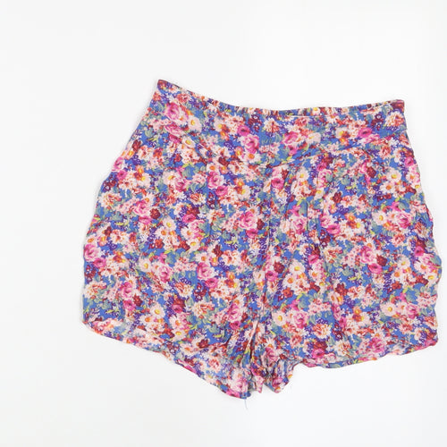 New Look Womens Multicoloured Floral Viscose Basic Shorts Size 8 Regular Pull On