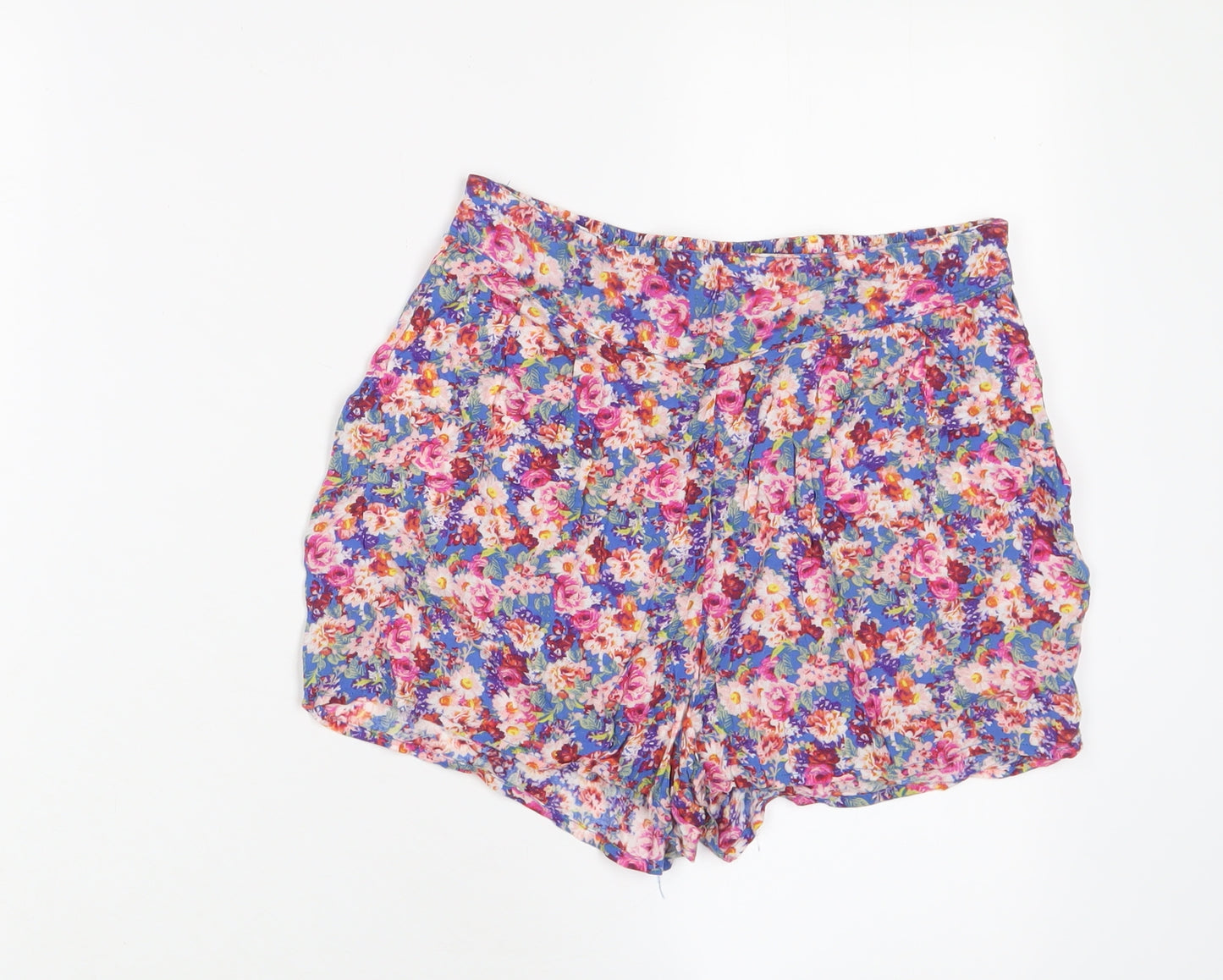 New Look Womens Multicoloured Floral Viscose Basic Shorts Size 8 Regular Pull On