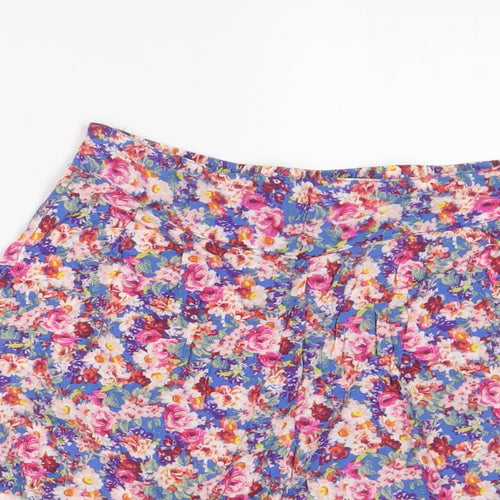 New Look Womens Multicoloured Floral Viscose Basic Shorts Size 8 Regular Pull On