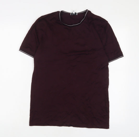 Reiss Mens Purple Cotton T-Shirt Size M Crew Neck