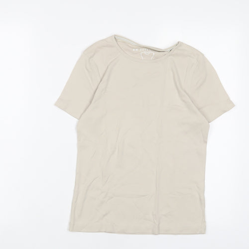 Bonmarché Womens Beige Cotton Basic T-Shirt Size XS Crew Neck