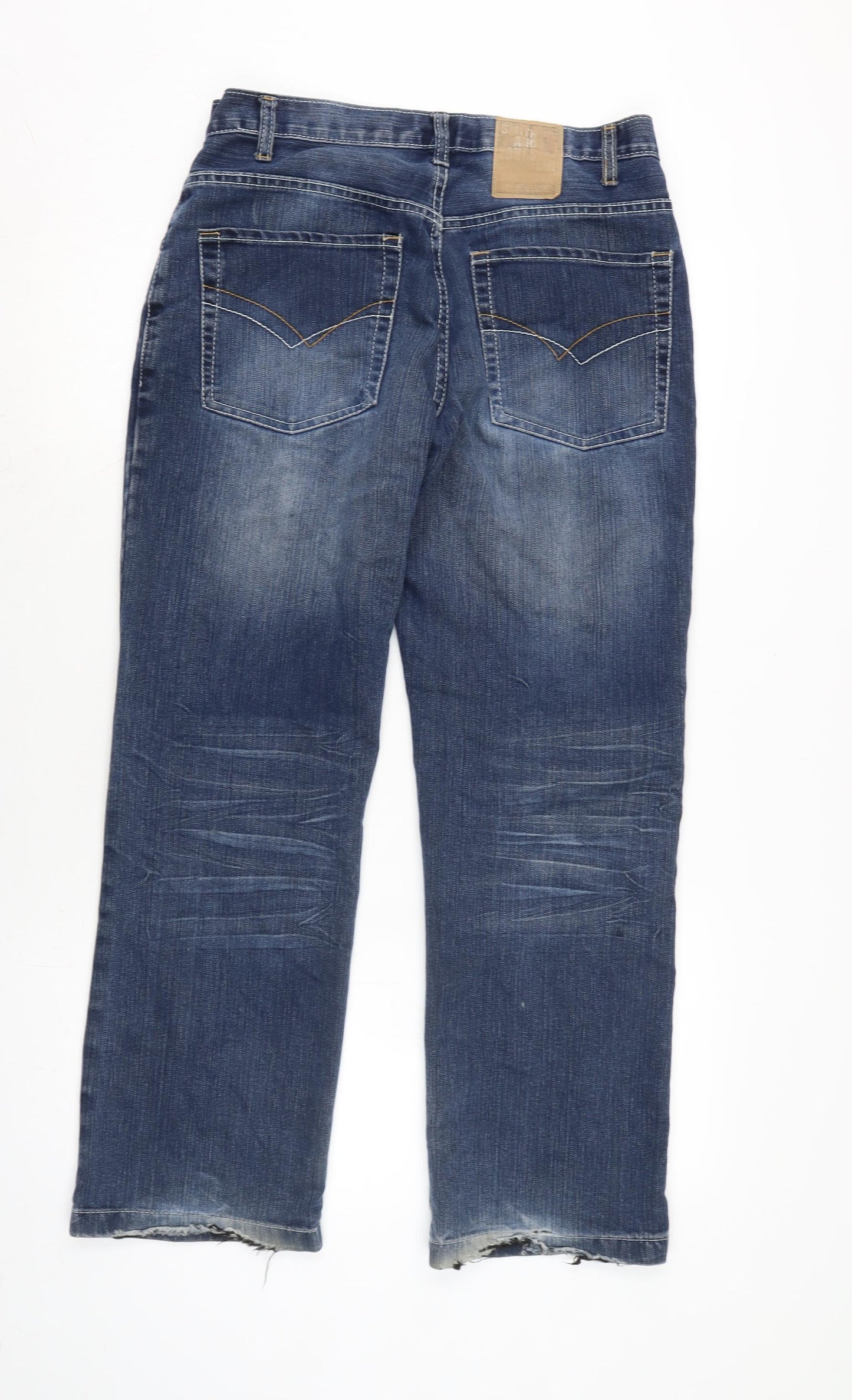 Smith & Jones Mens Blue Cotton Bootcut Jeans Size 30 in L28 in Extra-Slim Button