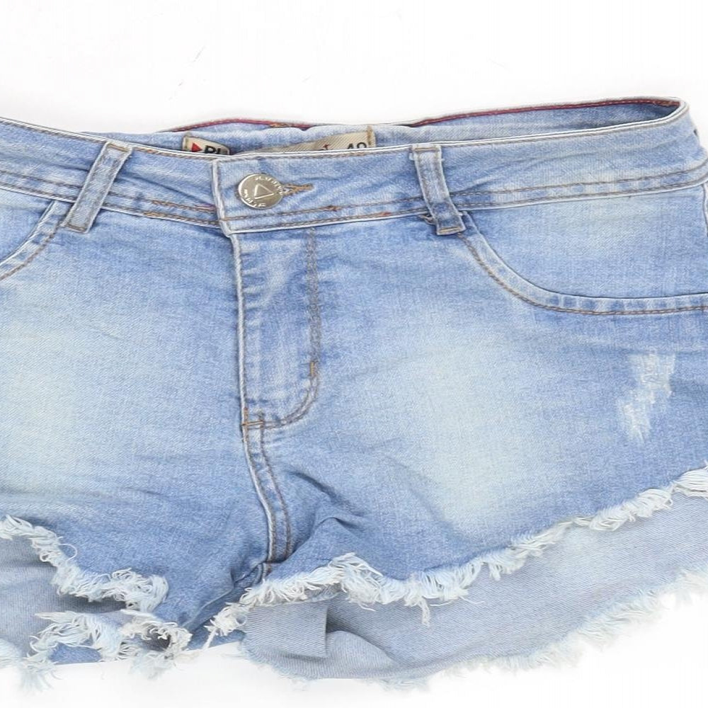 Play Denim Womens Blue Cotton Cut-Off Shorts Size 8 Regular Zip - Distressed