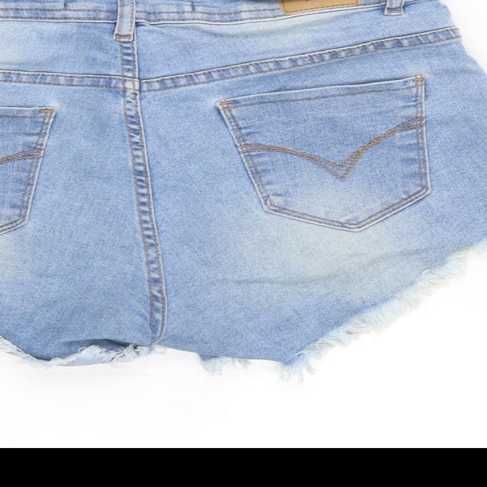 Play Denim Womens Blue Cotton Cut-Off Shorts Size 8 Regular Zip - Distressed