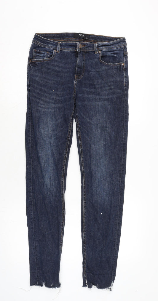 Reserve Denim Womens Blue Cotton Blend Tapered Jeans Size 12 L30 in Regular Zip - Raw Hem