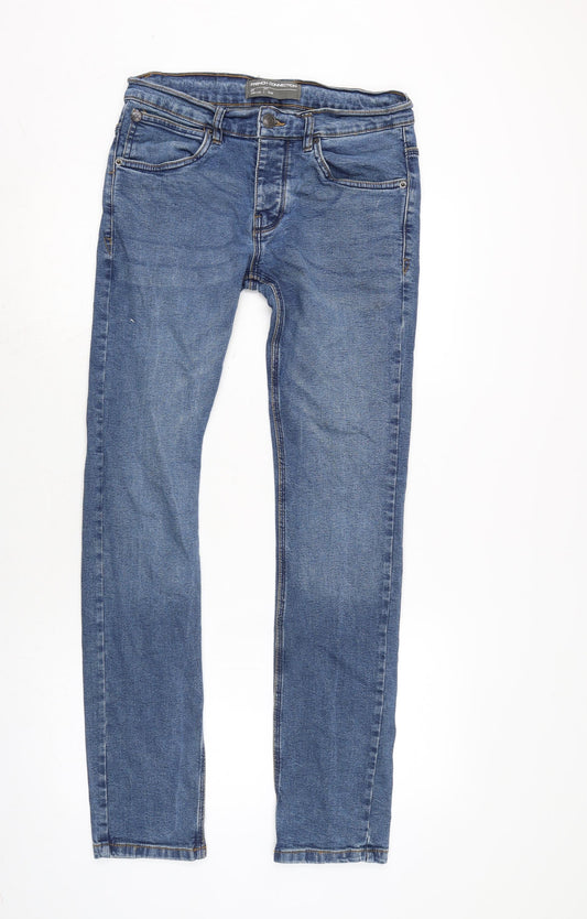 French Connection Mens Blue Cotton Blend Skinny Jeans Size 30 in L32 in Extra-Slim Zip