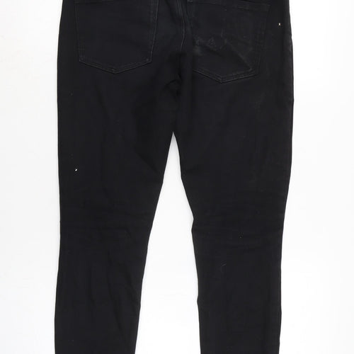 NEXT Mens Black Cotton Blend Skinny Jeans Size 30 in L26 in Regular Zip