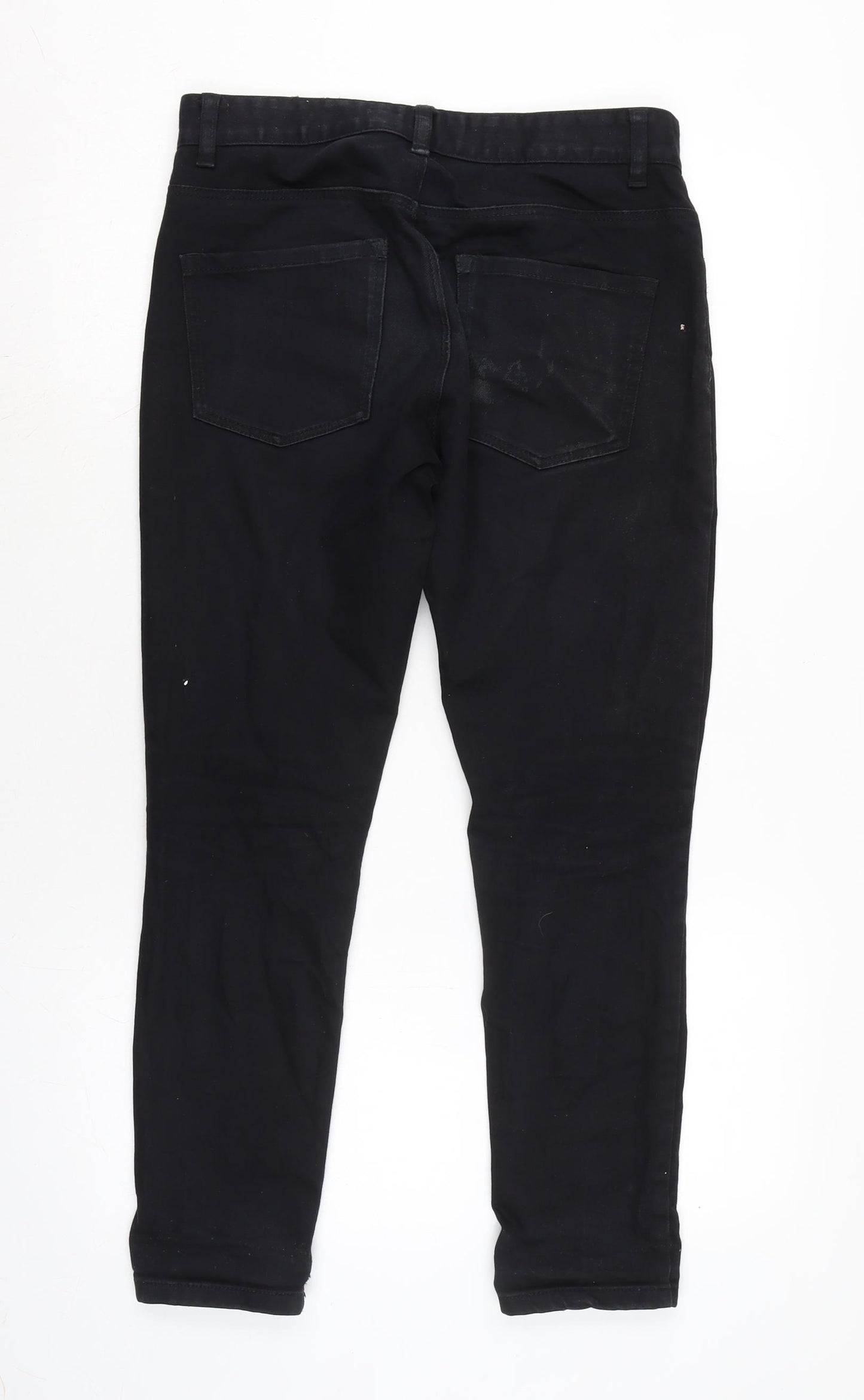 NEXT Mens Black Cotton Blend Skinny Jeans Size 30 in L26 in Regular Zip