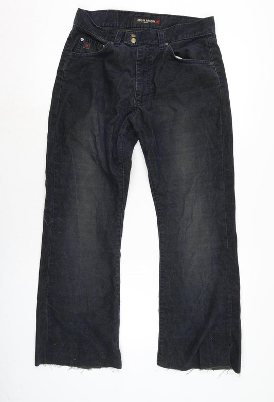 Mish Mash Mens Blue Cotton Bootcut Jeans Size 30 in L28 in Regular Zip - Raw Hem