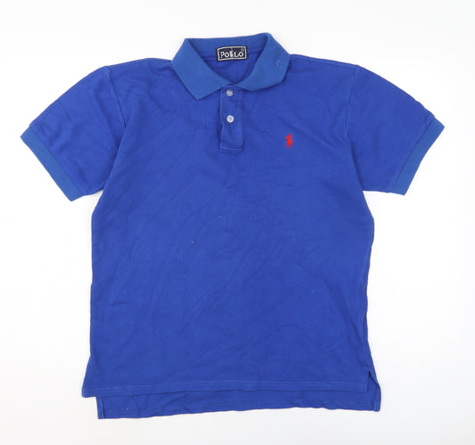 Polo Mens Blue Cotton T-Shirt Size L Collared