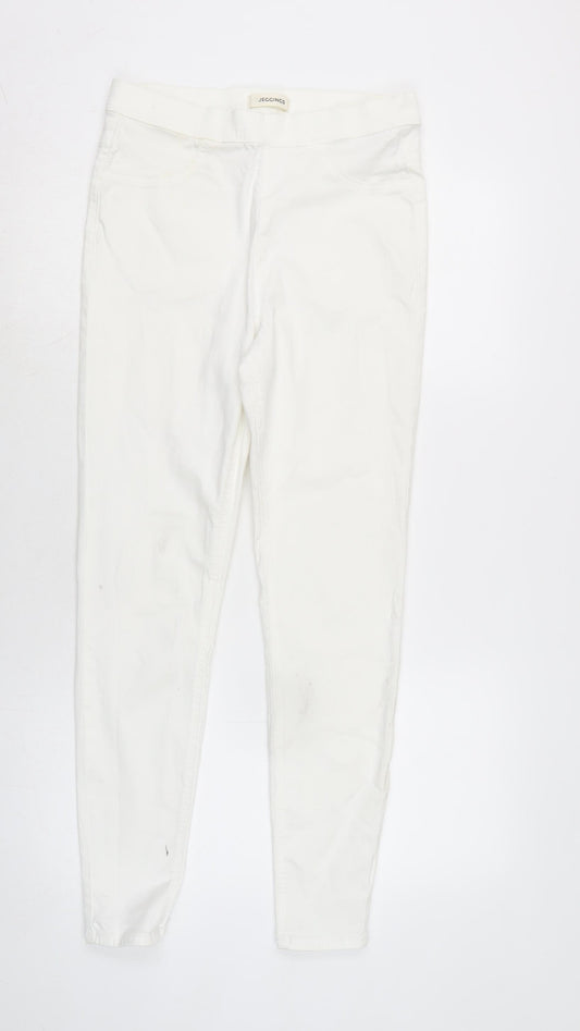 Marks and Spencer Womens Ivory Cotton Blend Jegging Jeans Size 12 L28 in Regular Zip