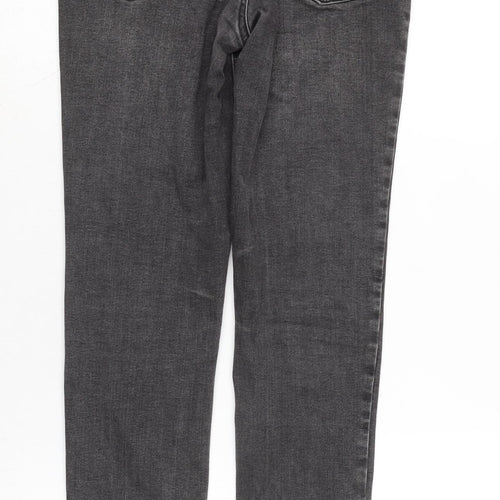 Denim & Co. Womens Grey Cotton Blend Tapered Jeans Size 12 L30 in Regular Zip