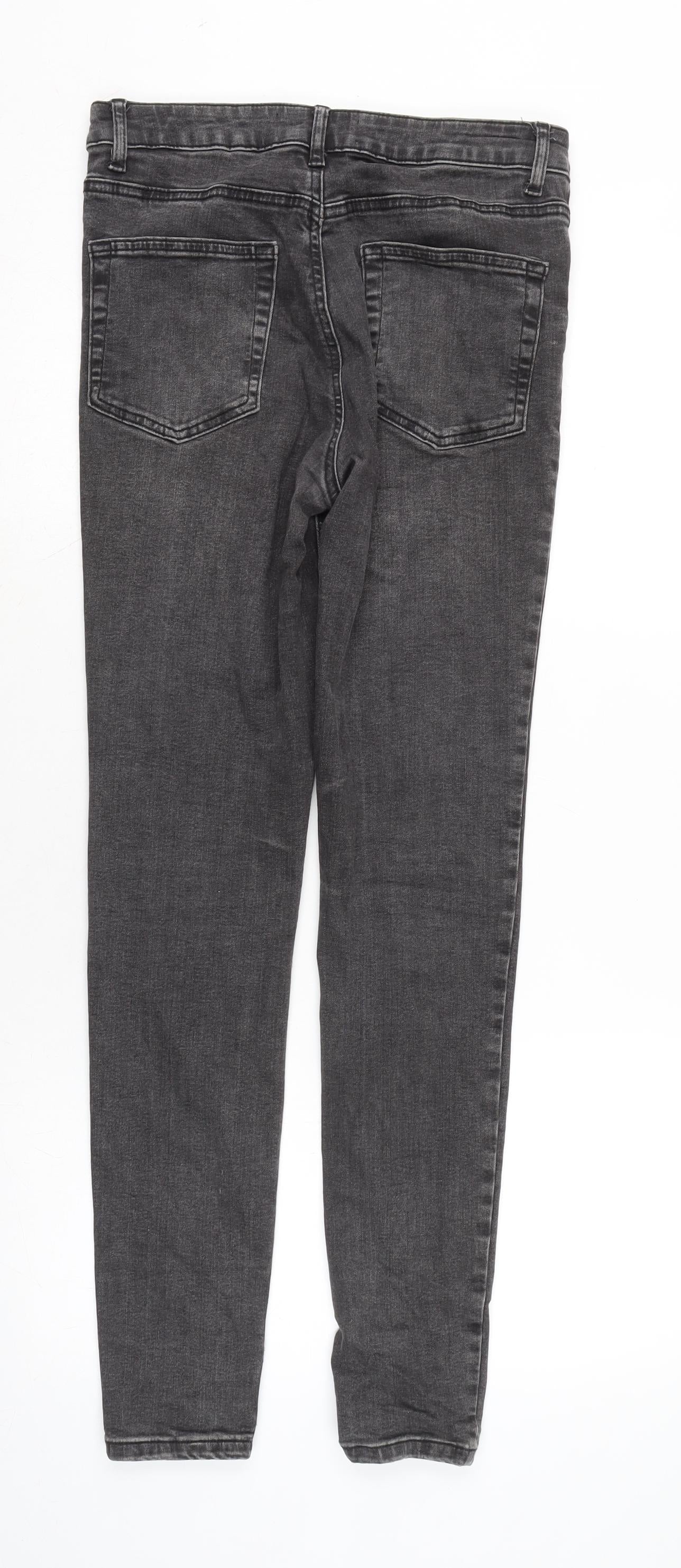 Denim & Co. Womens Grey Cotton Blend Tapered Jeans Size 12 L30 in Regular Zip