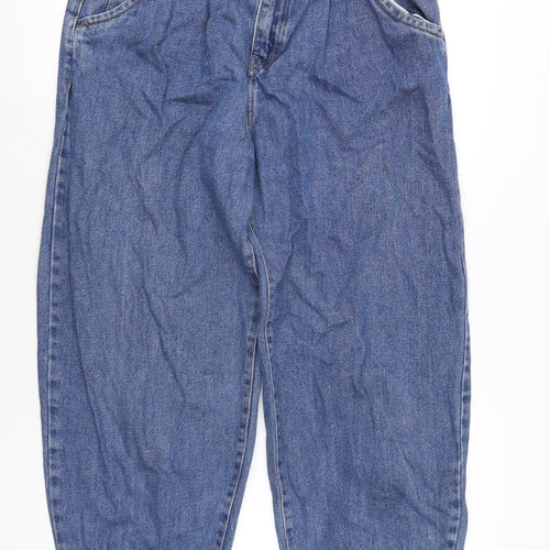 Zara Womens Blue Cotton Tapered Jeans Size 12 L25 in Regular Zip