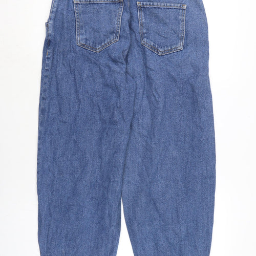 Zara Womens Blue Cotton Tapered Jeans Size 12 L25 in Regular Zip