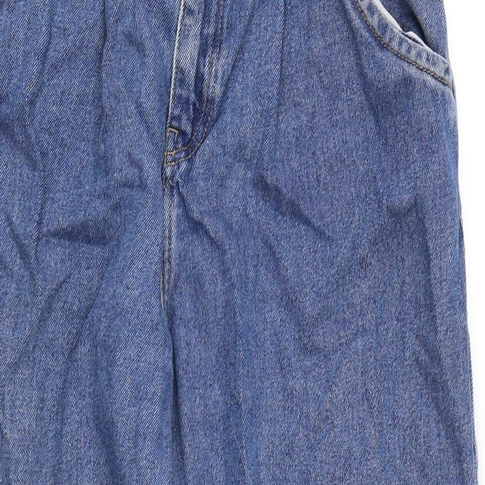 Zara Womens Blue Cotton Tapered Jeans Size 12 L25 in Regular Zip