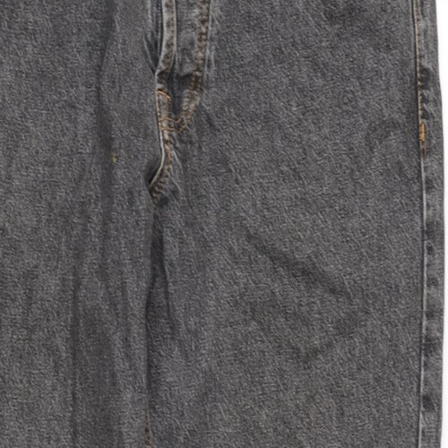 Zara Mens Grey Cotton Straight Jeans Size 32 in L28 in Regular Button