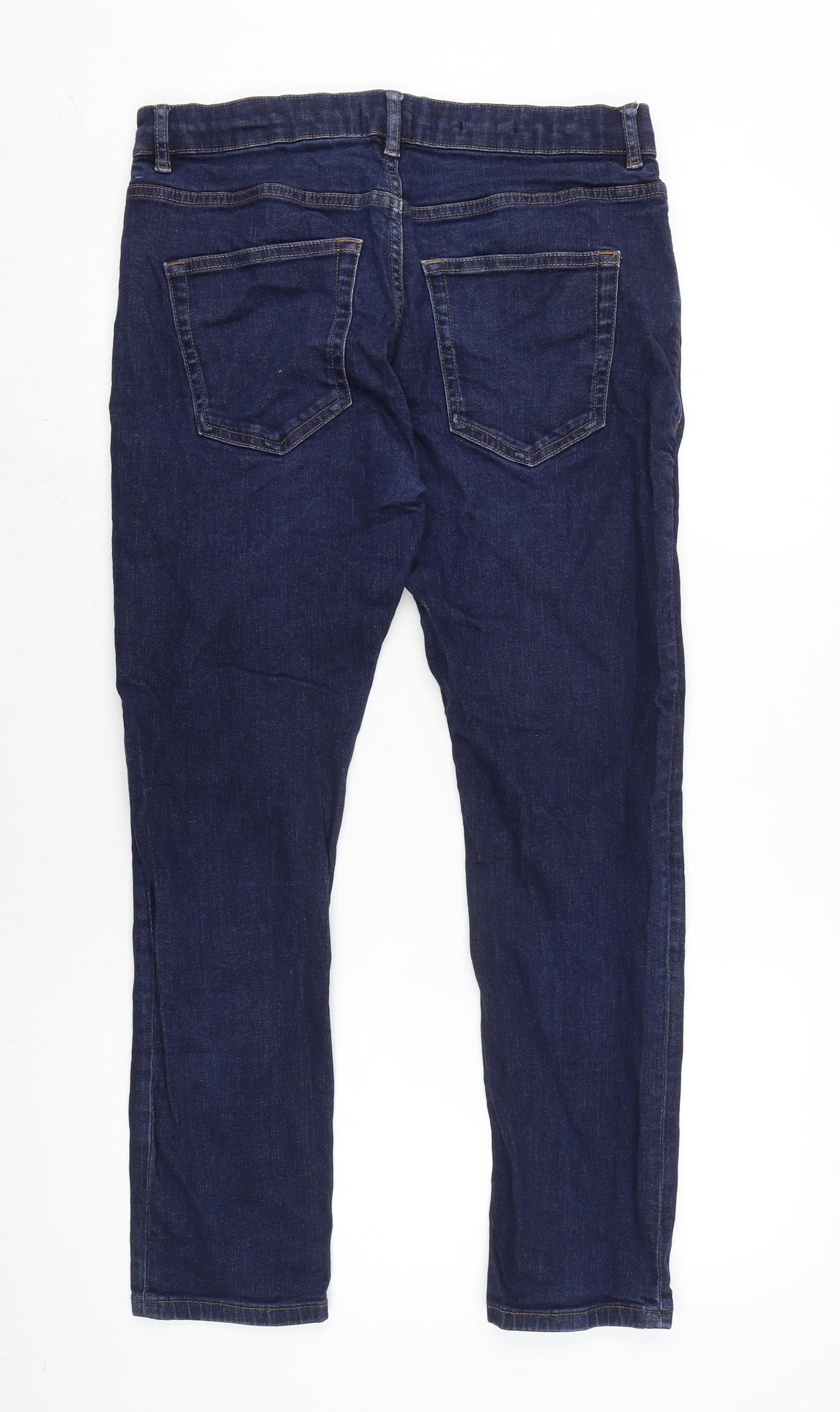 NEXT Mens Blue Cotton Blend Straight Jeans Size 30 in L27 in Slim Zip