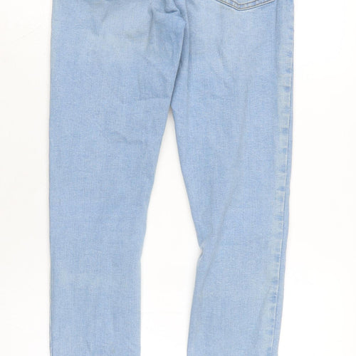 Denim & Co. Womens Blue Cotton Blend Straight Jeans Size 12 L29 in Regular Zip