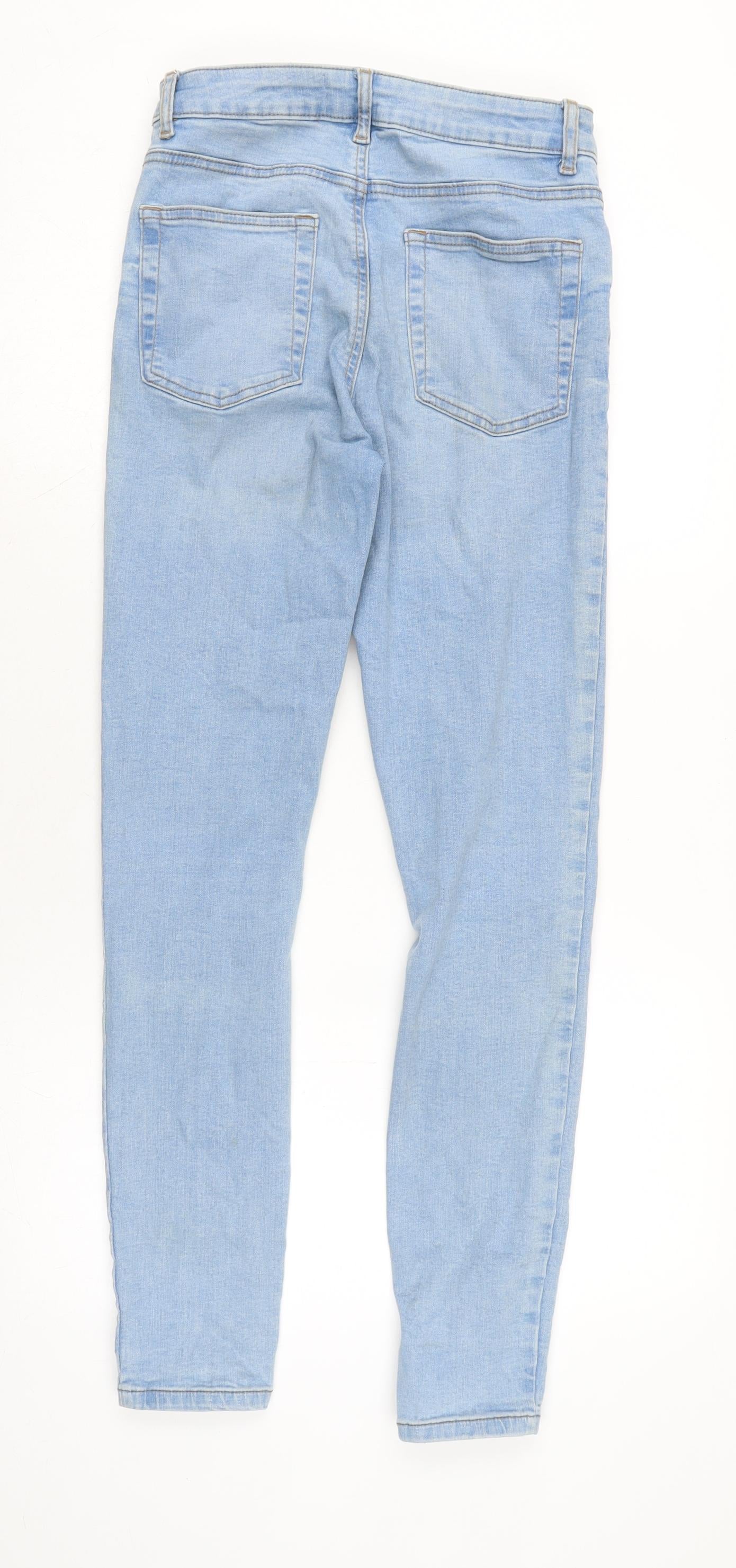 Denim & Co. Womens Blue Cotton Blend Straight Jeans Size 12 L29 in Regular Zip