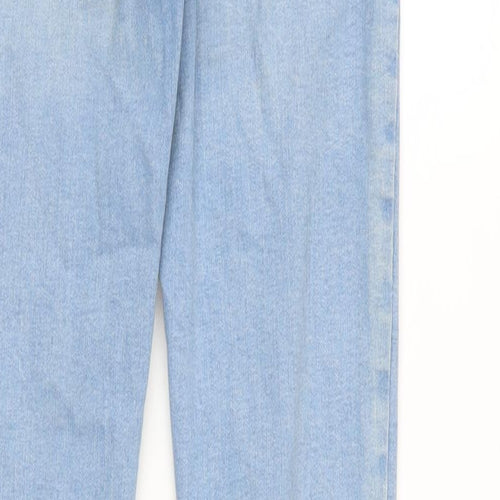 Denim & Co. Womens Blue Cotton Blend Straight Jeans Size 12 L29 in Regular Zip