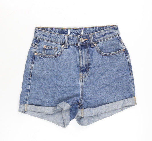 Denim & Co. Womens Blue Cotton Boyfriend Shorts Size 26 in Regular Zip