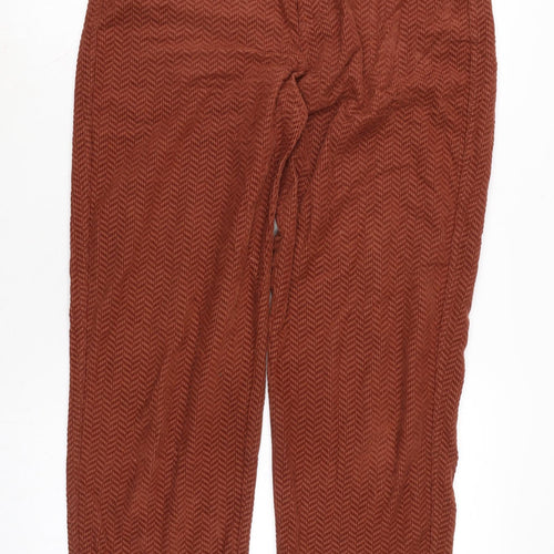 Massimo Dutti Womens Brown Cotton Trousers Size 10 L30 in Regular Zip