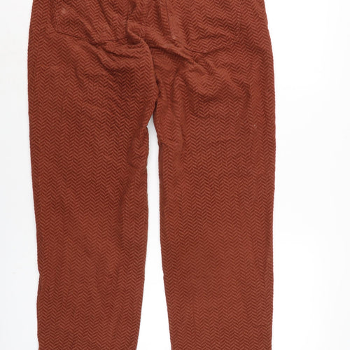 Massimo Dutti Womens Brown Cotton Trousers Size 10 L30 in Regular Zip