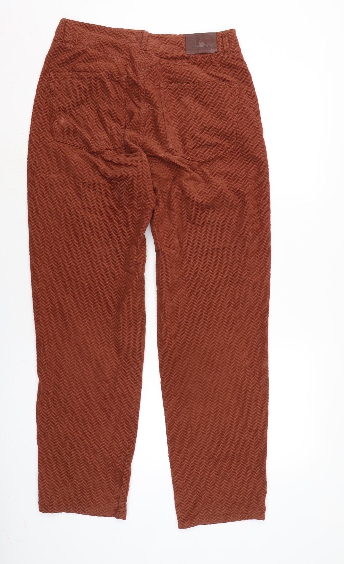 Massimo Dutti Womens Brown Cotton Trousers Size 10 L30 in Regular Zip