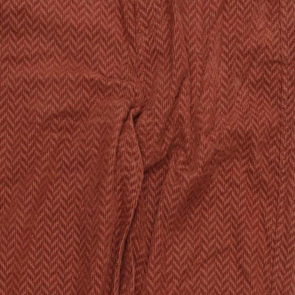 Massimo Dutti Womens Brown Cotton Trousers Size 10 L30 in Regular Zip