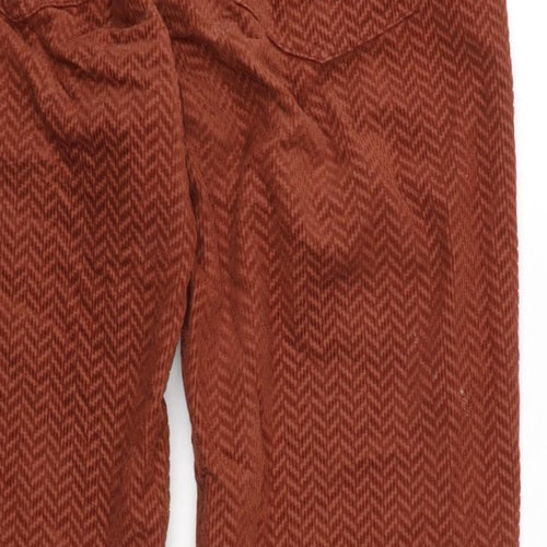 Massimo Dutti Womens Brown Cotton Trousers Size 10 L30 in Regular Zip