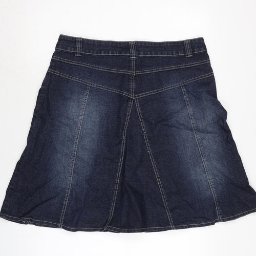 Dorothy Perkins Womens Blue Cotton Flare Skirt Size 16 Zip