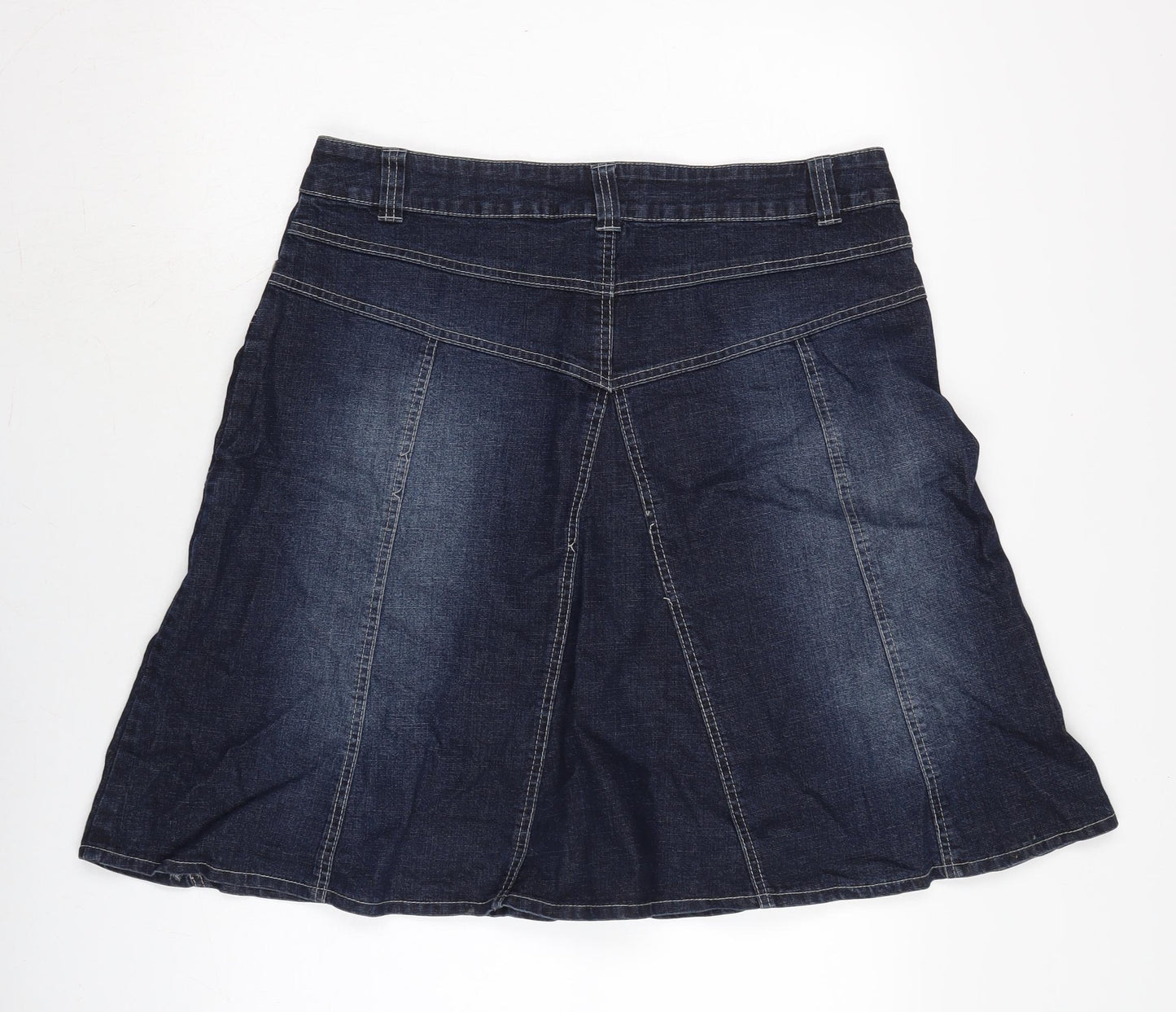 Dorothy Perkins Womens Blue Cotton Flare Skirt Size 16 Zip