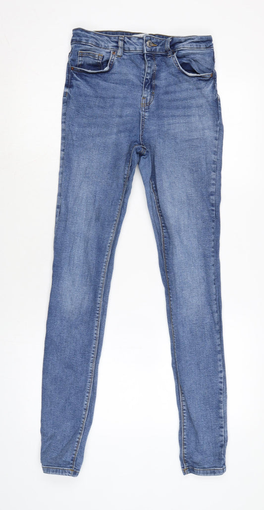 Denim & Co. Womens Blue Cotton Blend Tapered Jeans Size 12 L30 in Regular Zip