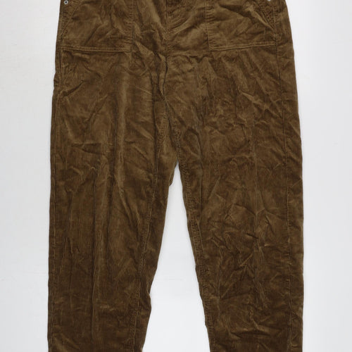 Per Una Womens Brown Cotton Trousers Size 10 L29 in Regular Zip