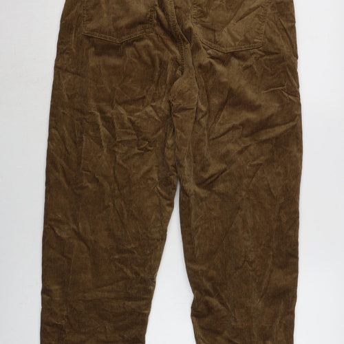 Per Una Womens Brown Cotton Trousers Size 10 L29 in Regular Zip