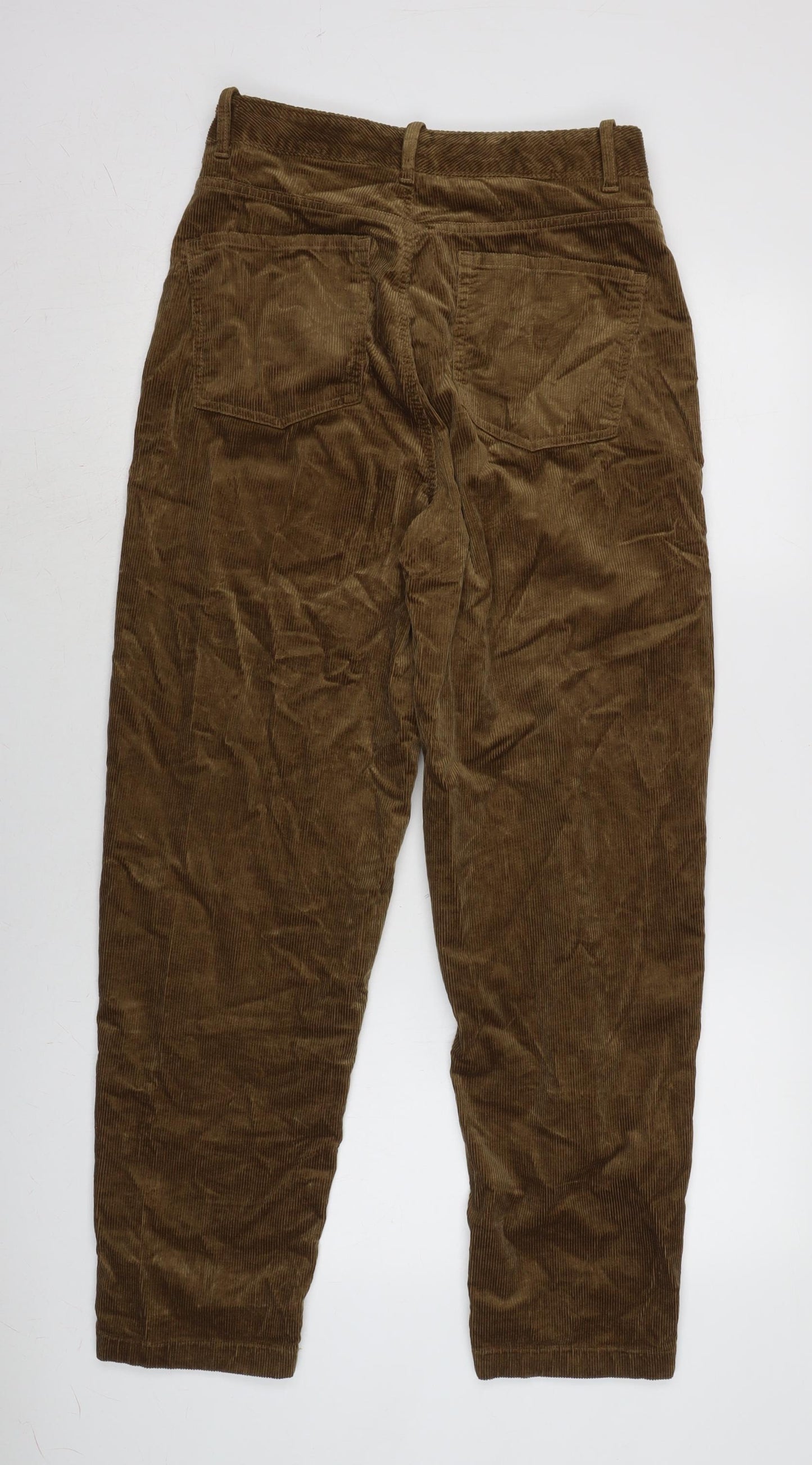 Per Una Womens Brown Cotton Trousers Size 10 L29 in Regular Zip