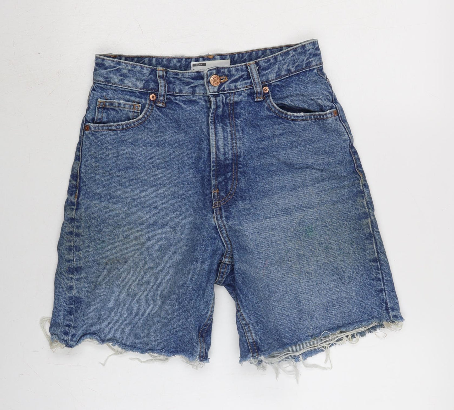 Berksha Womens Blue Cotton Cut-Off Shorts Size 6 Regular Zip