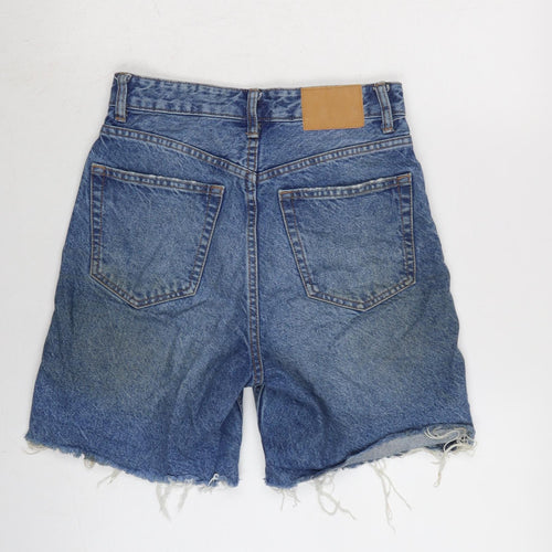 Berksha Womens Blue Cotton Cut-Off Shorts Size 6 Regular Zip