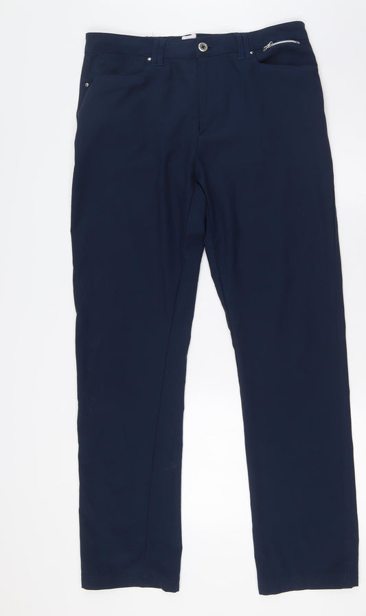 Slazenger Womens Blue Polyester Trousers Size 12 L31 in Regular Zip