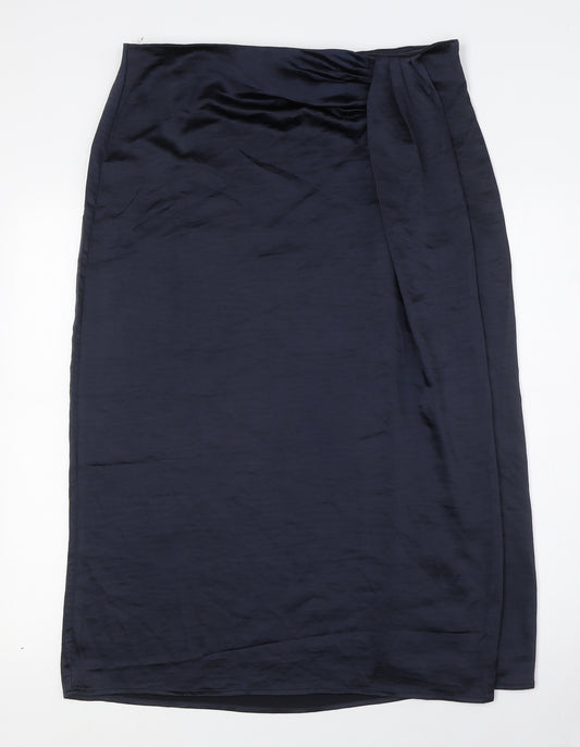 QED London Womens Blue Polyester A-Line Skirt Size 14 Zip