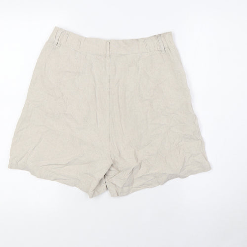 ASOS Womens Beige Viscose Basic Shorts Size 8 L4 in Regular Zip