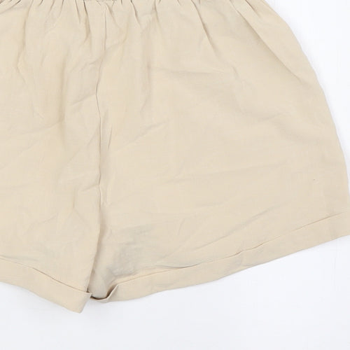 Princess Polly Womens Beige Cotton Basic Shorts Size 6 L3 in Regular - Turn Ups