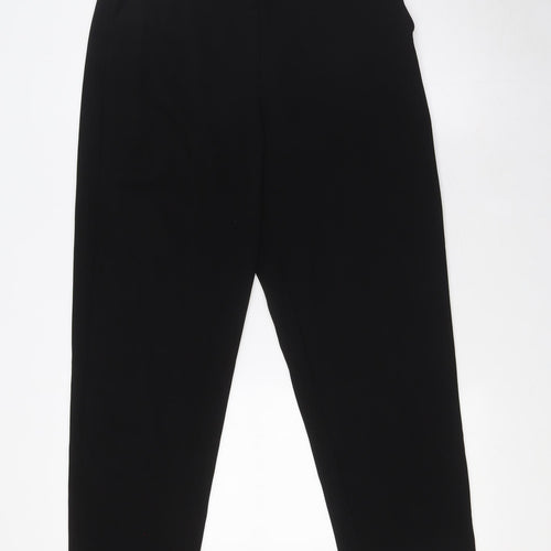 H&M Womens Black Polyester Trousers Size 10 L27 in Regular Zip