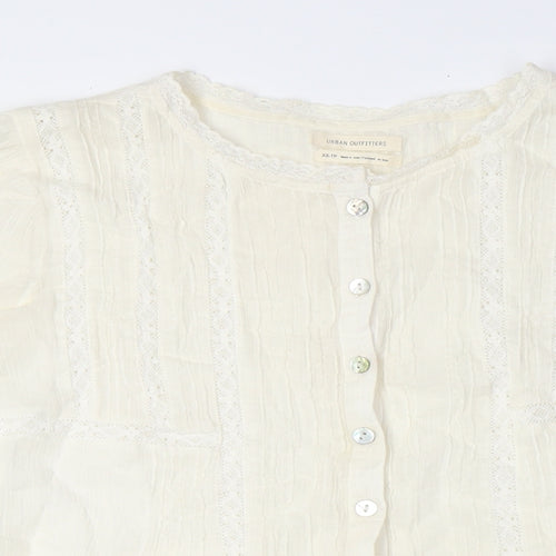 Urban Outfitters Womens Ivory Polyester Basic Blouse Size XS Round Neck - Belted