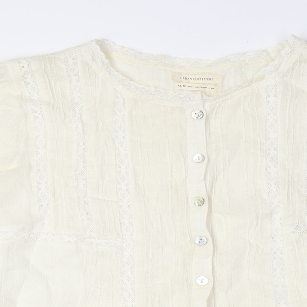 Urban Outfitters Womens Ivory Polyester Basic Blouse Size XS Round Neck - Belted