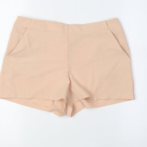 ASOS Womens Pink Polyester Basic Shorts Size 8 Regular Zip