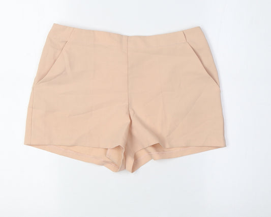 ASOS Womens Pink Polyester Basic Shorts Size 8 Regular Zip