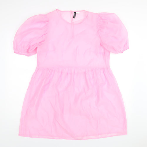 H&M Womens Pink Polyester A-Line Size 14 Round Neck Button