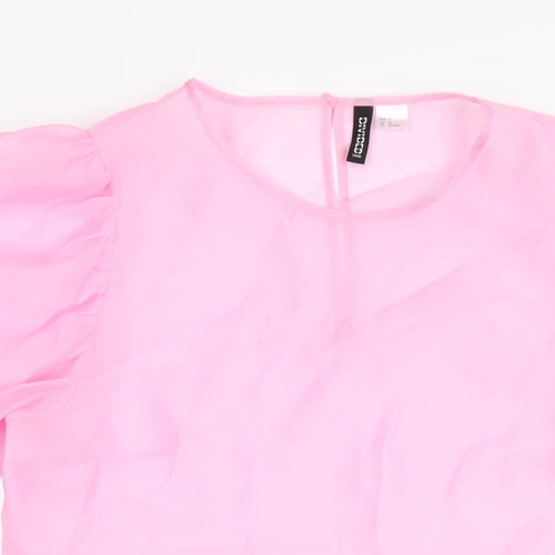 H&M Womens Pink Polyester A-Line Size 14 Round Neck Button